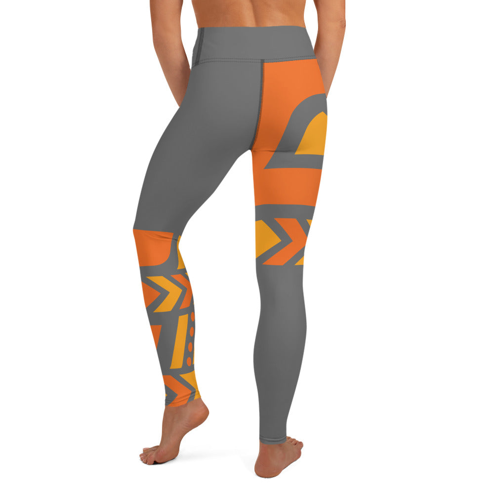 Raised Waist Leggings (ST-Grey/Orange) – Fit Tribe Wellness